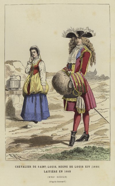 A Szent Lajos Lovagrend lovagja, XIV. Lajos uralkodása, 1693 és tejeslány, 1680 alkotó: French School