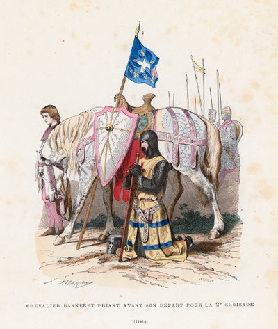 A második keresztes hadjáratra való indulás előtt imádkozó lovag, 1146 alkotó: French School