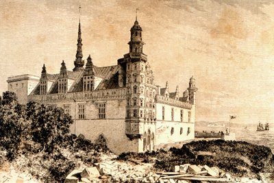 Kronborg kastély, Hillerod, Dánia, 1850-es évek, a `La Tour du Monde-ból, Párizs, 1860-as évek alkotó: French School