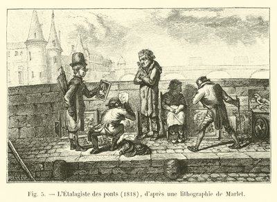 Etalagiste des ponts, 1818, Marlet litográfiája nyomán alkotó: French School