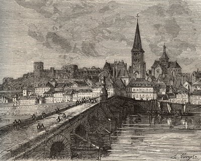 La Charite sur Loire - La Charite-sur-Loire - Nievre, Burgundia régiójában - "France illustree: földrajz, történelem, statisztikai igazgatás" metszete, V.-A. Maláta-barna. 1884 alkotó: French School