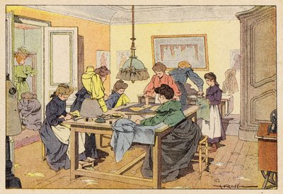 La Couturiere, The Couturier (színes litó) alkotó: French School