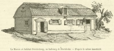 A ház, ahol Swedenborg élt, Stockholm külvárosában (metszet) alkotó: French School