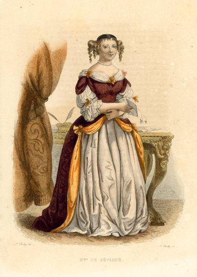 La Marquise de Sevigne (színes metszet) alkotó: French School