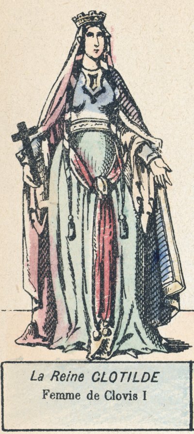Klotild királynő, I. Clovis felesége (színes metszet) alkotó: French School
