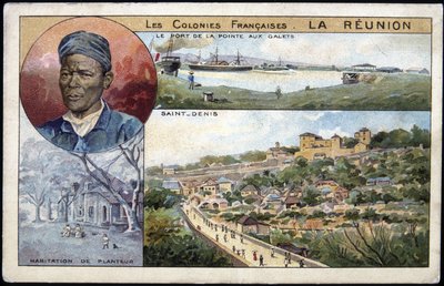 La Réunion, St Denis látképe - képeslap kromo., deb. 20. század alkotó: French School