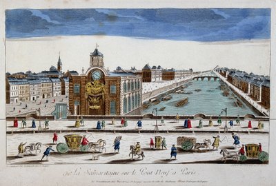 La Samaritaine (vízszivattyú) a párizsi Pont Neuf-en - optikai nézet alkotó: French School