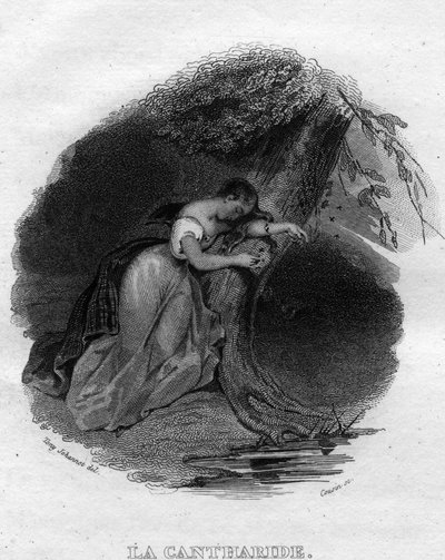 La cantharid Chanson de Beranger Pierre Jean de Beranger (1780-1857) francia költő és dalszerző „Az életmű befejeződik” című művében (1834). alkotó: French School