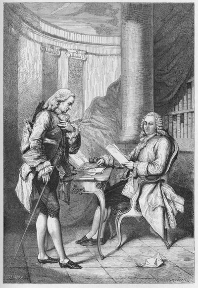 La demission de Turgot 1776 - XVI. Lajos (1754-1793), francia király és Anne Robert Jacques Turgot (1727-1781) - Turgot elbocsátása - metszet a „” L