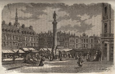 A Grand Place Lille-ben – metszet Victor Duruy (1811-1894) „Histoire de France”-jába – 1882 alkotó: French School