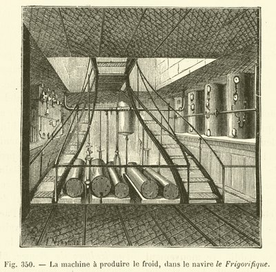 A hideget előállító gép, a hajóban a hűtő (gravírozás) alkotó: French School