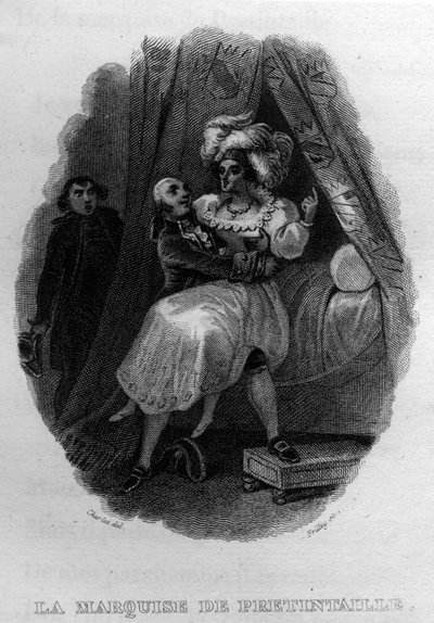 La marquise de pretintaille Chanson de Beranger a „Befejezi életmű” című művében (1834), Pierre Jean de Beranger (1780-1857), francia költő és dalszerző. alkotó: French School