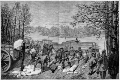 Jéggyűjtés a Bois de Vincennes befagyott tavain, a „The Illustrous World” 1887-ben. alkotó: French School