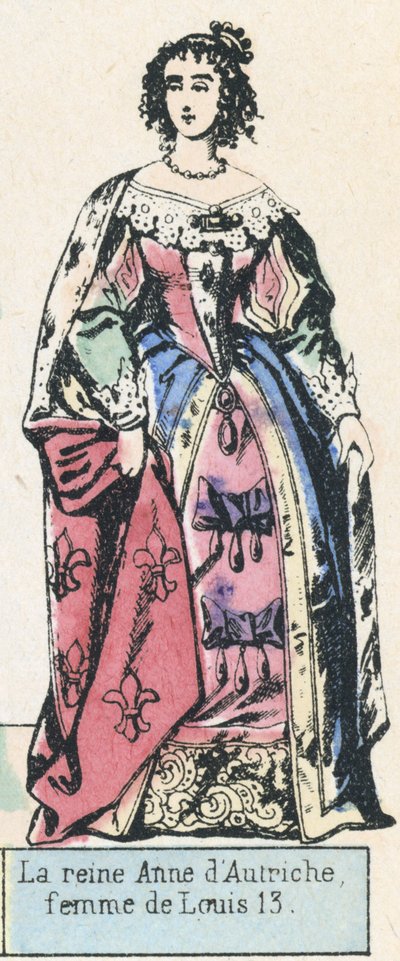 Anna osztrák királynő, Lajos 13 felesége (színes metszet) alkotó: French School