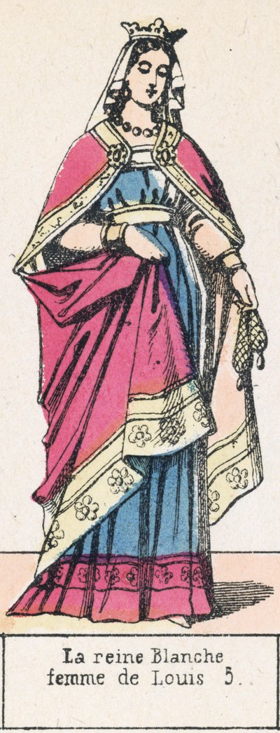 Blanche királynő, Louis 5 felesége (színes metszet) alkotó: French School