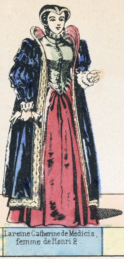 Medici Katalin királynő, 2. Henrik felesége (színes metszet) alkotó: French School
