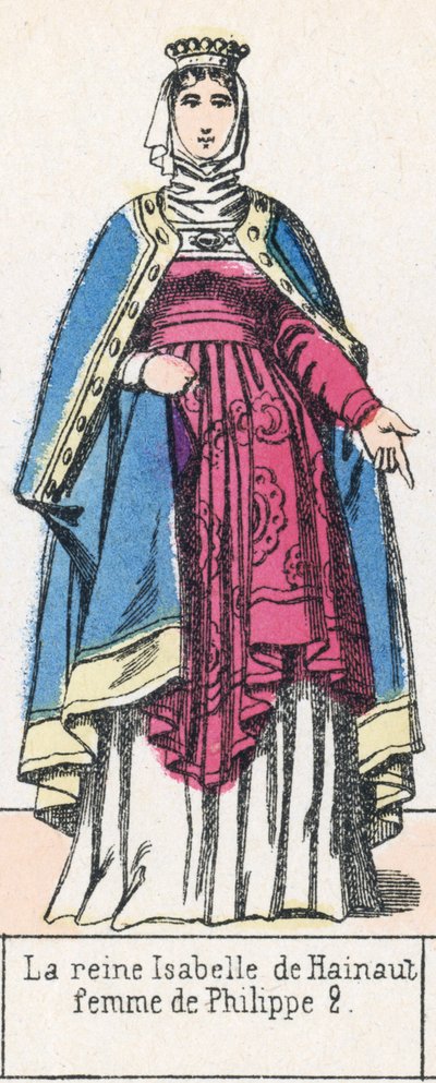 Hainaut-i Izabella királynő, Philippe 2 felesége (színes metszet) alkotó: French School