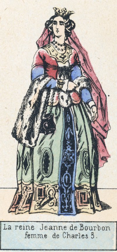 Bourbon Joanna királyné, 5. Károly felesége (színes metszet) alkotó: French School