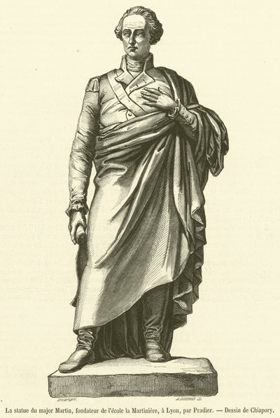 Martin őrnagynak, a Martiniere iskola alapítójának szobra Lyonban (metszet) alkotó: French School