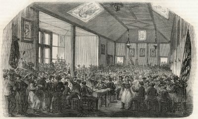 A csónakosok kocsmája Bercyben a 19. században – Edmond Texier 1852-es metszete „Tableau-de-Parisban” alkotó: French School