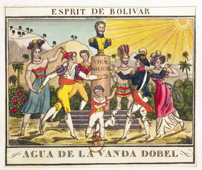 A Bolivar szellemét idéző Levendulavíz címke, 1830 körül (színes gravírozás) alkotó: French School