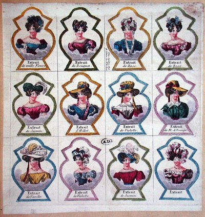 Parfümcímkék, 1820 körül alkotó: French School