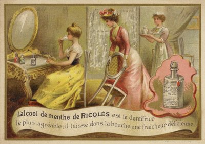 Szájvizet használó hölgy alkotó: French School