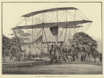A Maxim repülőgép kísérleti úton (metszet) alkotó: French School