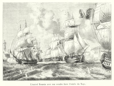 Roussin admirális századával kényszeríti a Tejo behatolását alkotó: French School