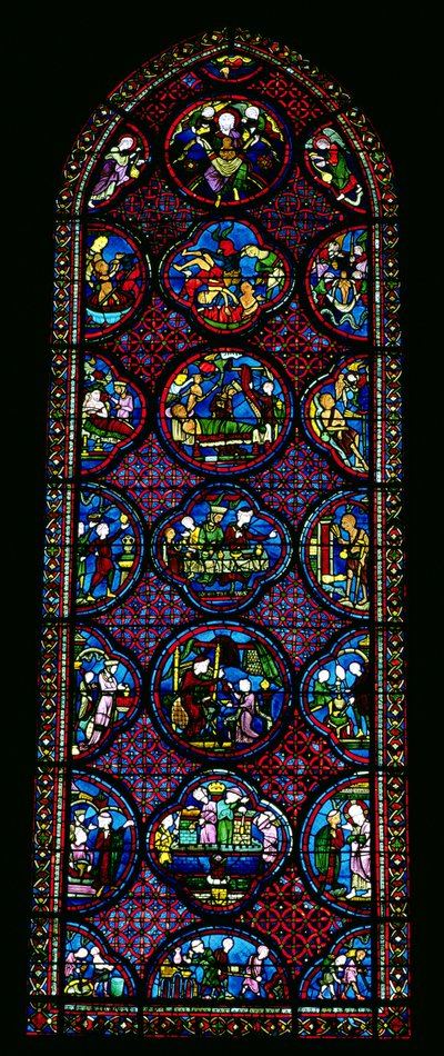 Lancet Window, amely Lázár és a gazdag ember példázatát ábrázolja alkotó: French School