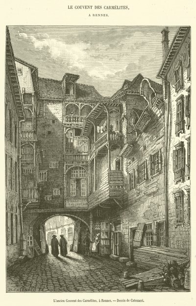 Az egykori karmeliták kolostor Rennes-ben (metszet) alkotó: French School