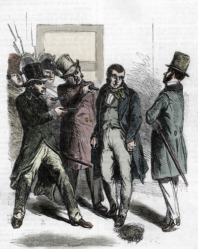 Vautrin (Jacques Collin) letartóztatása a „Le pere goriot”-ban alkotó: French School