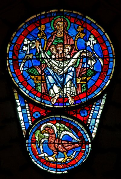Utolsó ítélet: Ábrahám keble 3 lélekkel; Szent János sas lent (w143) alkotó: French School