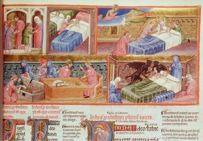 Lat 8846 f.106 Jó embert visznek a mennybe és kapzsi embert a pokolba, a Hebraica Romana Gallicából alkotó: French School