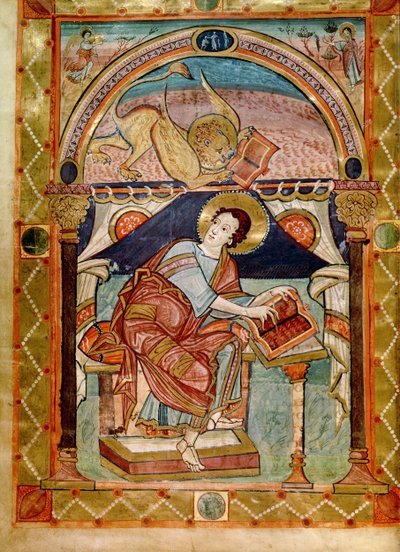 Lat 8850 f.81v St. Mark, francia, a Charlemagne udvari iskolából alkotó: French School