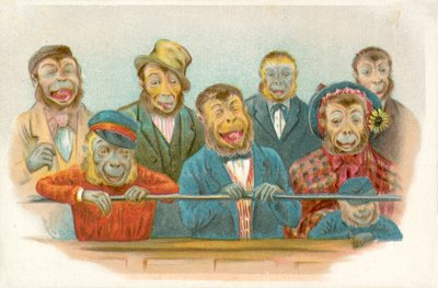 Nevető majmok (chromolitho) alkotó: French School