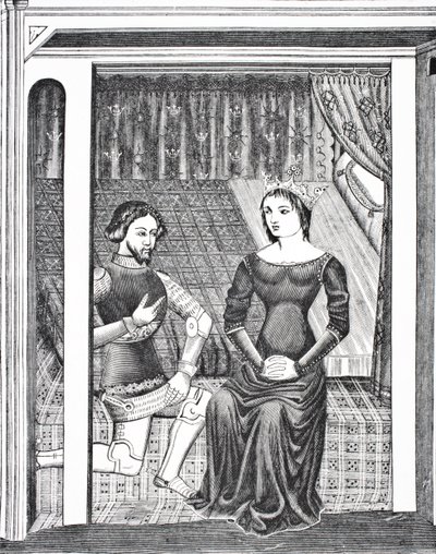 Launcelot és Guinevere, egy 14. századi kézirat miniatúrája után, Paul Lacroix kocsmától: Tudomány és irodalom a középkorban. London 1878 alkotó: French School