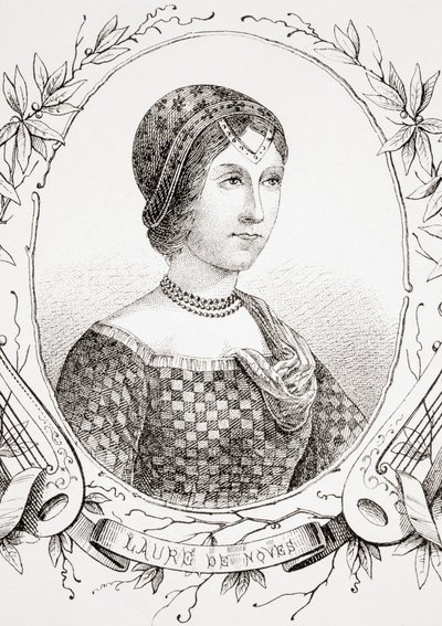 Laura de Noves, Az ókori és modern egyetemes történelemből, kiadva Strasbourgban 1860 körül (metszet) alkotó: French School