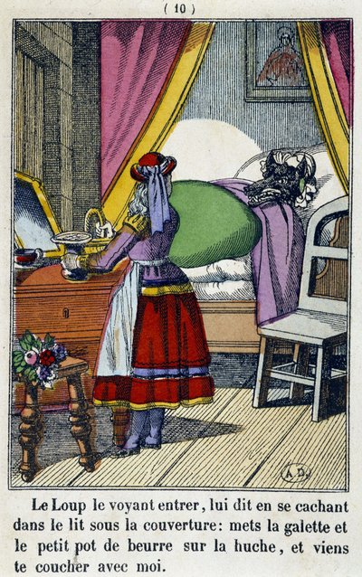 Le Chaperon Rouge dans la chambre du loup - „A Piroska”-ban, szerk. Pellerin, Epinal, n.d. 19. alkotó: French School
