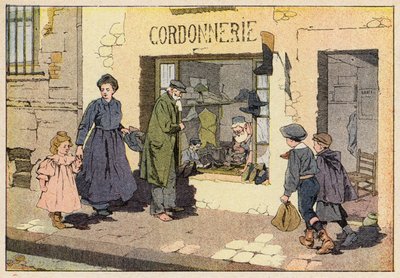 Le Cordonnier, A cipőkészítő (színes litho) alkotó: French School