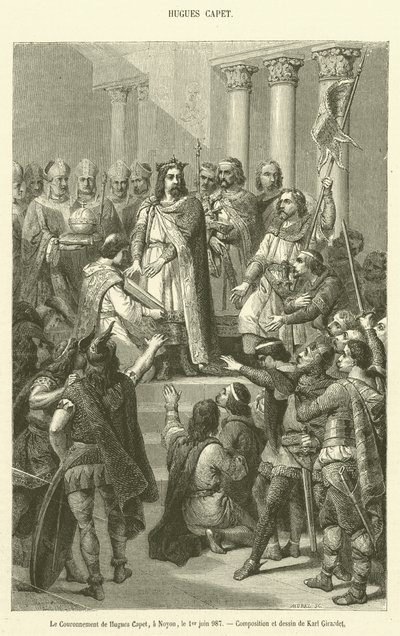 Hugues Capet koronázása, Noyon, 987. június 1. (metszet) alkotó: French School