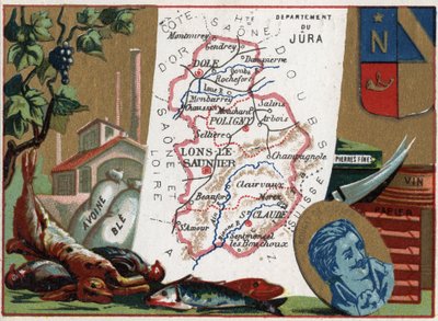 Le Jura (39), Franche Comte (Franche-Comte), Franciaország. Helyi specialitás: vadászat, zab, búza, finom kövek, bor és papír. Rouget de L