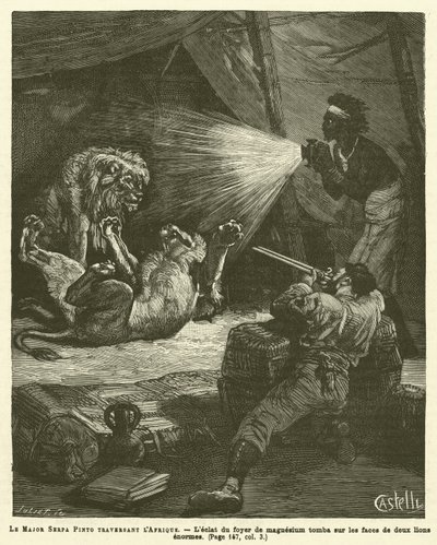 Serpa Pinto őrnagy átkel Afrikában (metszet) alkotó: French School