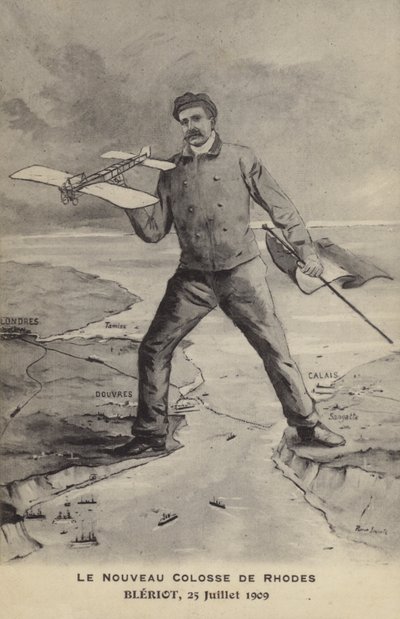 The New Colossus Of Rhodes, Bleriot, 1909. július 25. (litho) alkotó: French School