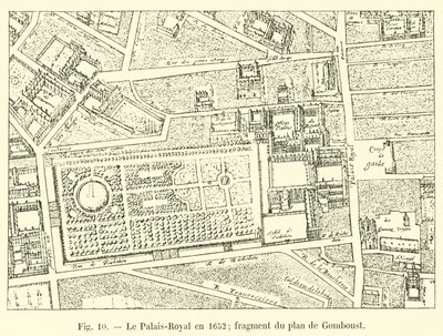 A Palais-Royal 1652-ben; Gomboust tervének töredéke alkotó: French School
