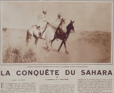 Le Pere Charles de Foucauld (1858-1916) a sivatagban lovagol a leendő marechal Hubert-tel (Louis-Hubert-Gonzalve) Lyautey-vel (1854-1934) – „” Vu”-ban”, 1929. dec. alkotó: French School