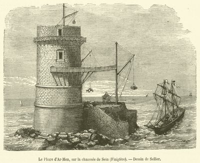 Ar-Men világítótornya, a Chaussée de Sein, Finistere (metszet) alkotó: French School