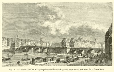 A Pont-Neuf 1760-ban, Raguenet festménye után, amely a szamaritánus fürdőhöz tartozik alkotó: French School