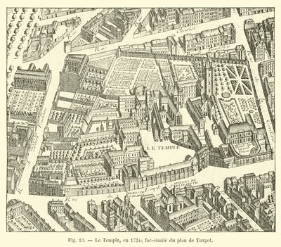 A templom, 1734-ben; Fakszimile Turgot tervéről alkotó: French School