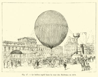 A fogságba esett léggömb a Tuileriák udvarán 1878-ban alkotó: French School